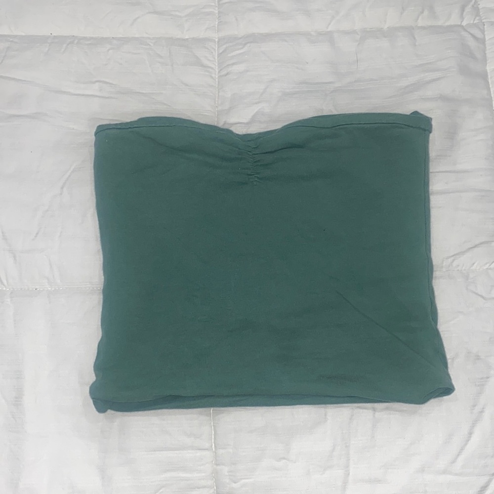 Top shop green strapless top